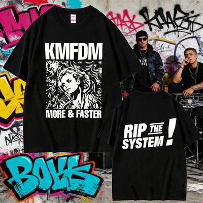 2025 Vintage Hardcore Alternative Rock Kmfdm More and Faster Rip The System Men Women Leisure Harajuku Streetwear T Shirts