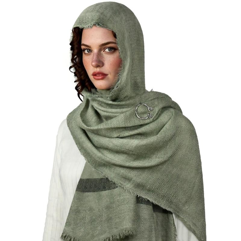 Medieval Scarf Cowl Men with Brooch,Vikinges Cowl Hood Cloak,Renaissances Rogue Hooded Shawl for Halloween Cosplay
