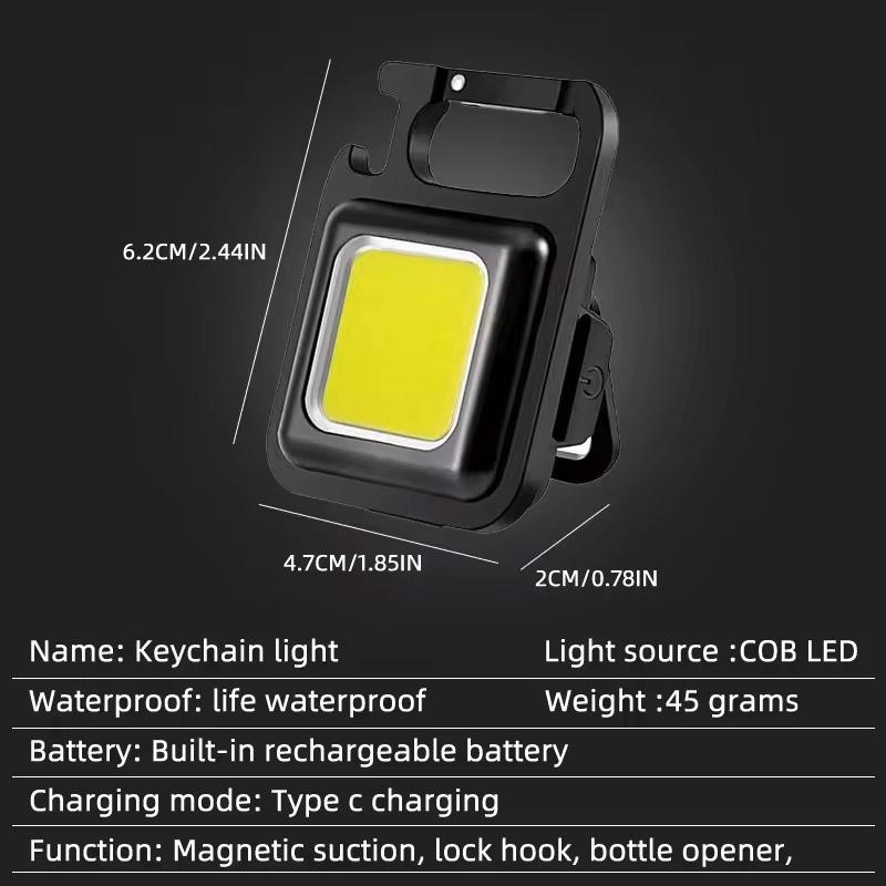 LED Mini Flashlight Super Bright EDC COB Keychain Light Outdoor Emergency Camping Pocket Lamp With Tail Magnet Corkscrew