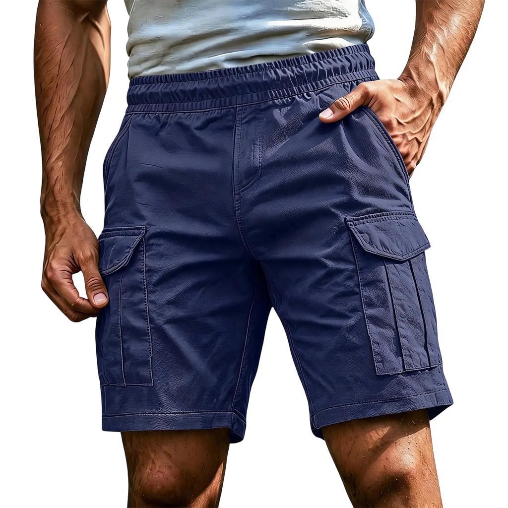 Pantaloncini Cargo Casual Leggeri da Uomo Vita Elastica Design Multi Tasche Tessuto Resistente Cavallo da Cinque Pollici Pantaloncini Estivi