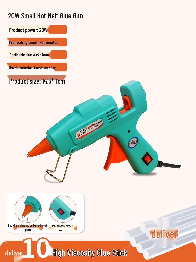High Viscosity DIY Hot Melt Glue Gun with Fine Nozzle and Glue Sticks for Handmade and Household Projects