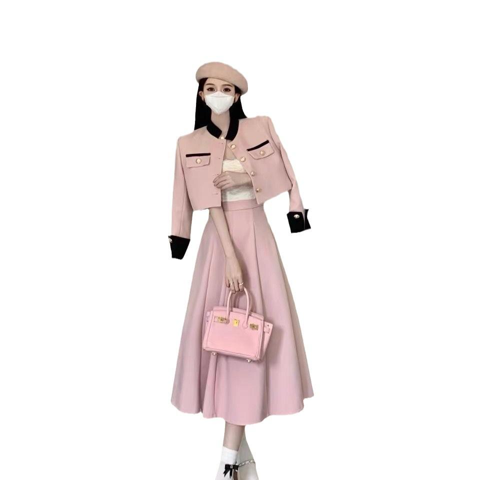 2024 Autumn/Winter French Style Socialite Suit: Short Jacket & Skirt Set for Women