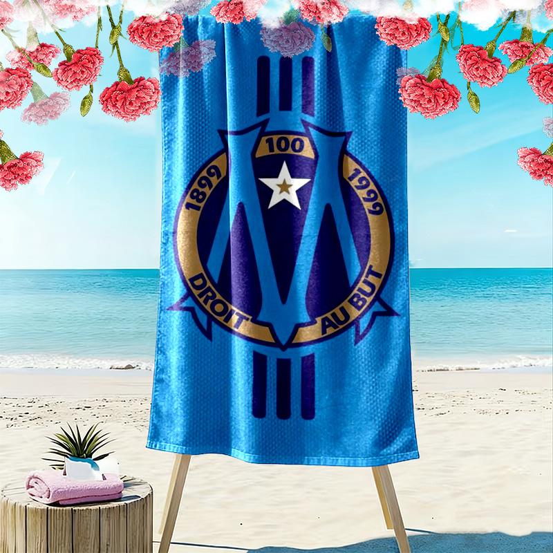 Asciugamano da Spiaggia Stampa Olympique de Marseille, Asciugamano Grande Morbido Asciugatura Rapida per Spiaggia Campeggio Nuoto