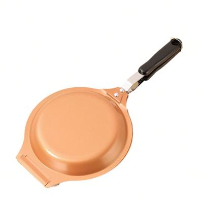 Double Sided Flat Bottomed Cake Pan, Foldable Frying Pan with Low Oil Fume, for Frying Eggs, Steak, and Breakfast