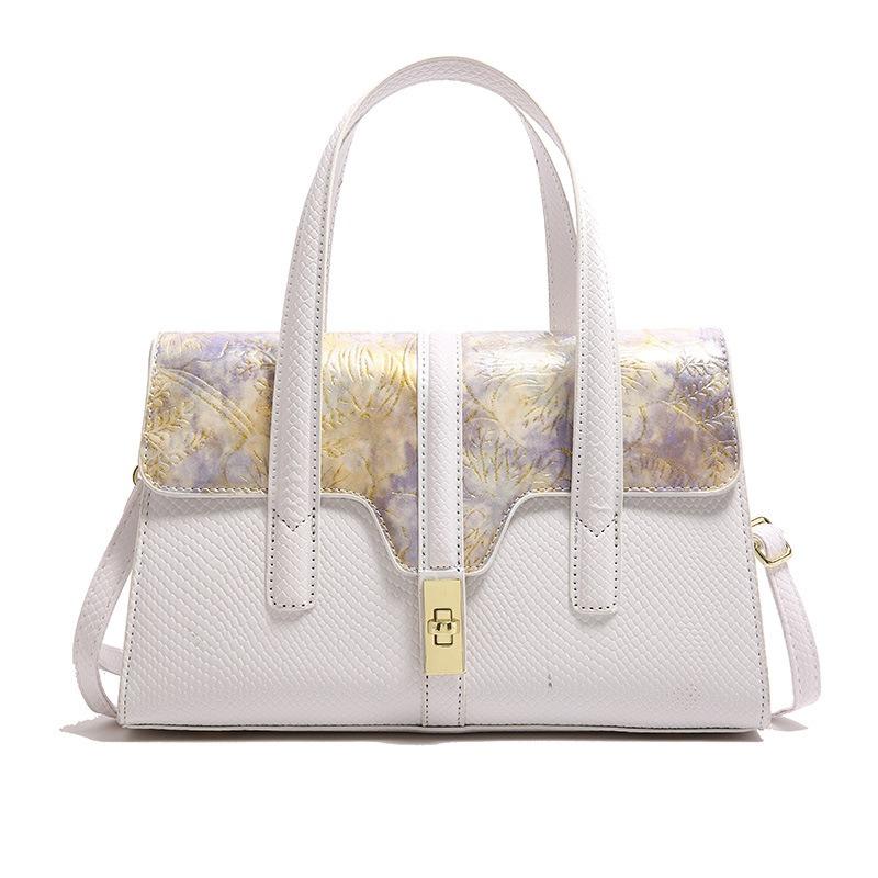 

New snake pattern handbag retro messenger bag fashionable versatile women s shoulder bag білий