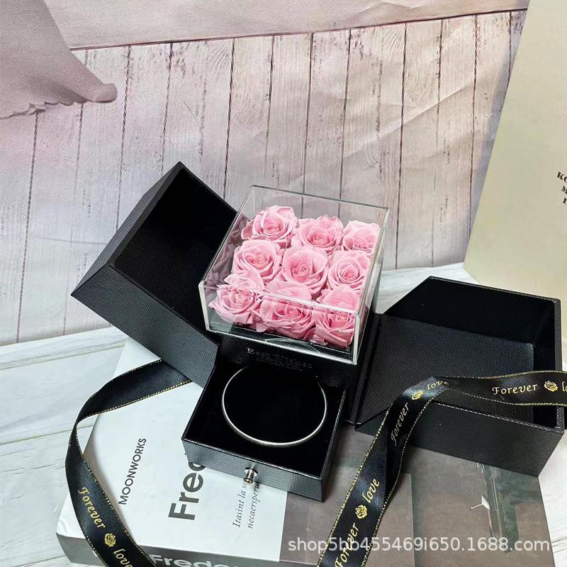 AYOYO ODM Factory Direct Customization Handmade 9Pcs Preserved Rose Jewelry Box Romantic Gifts for Valentine's Day Gift