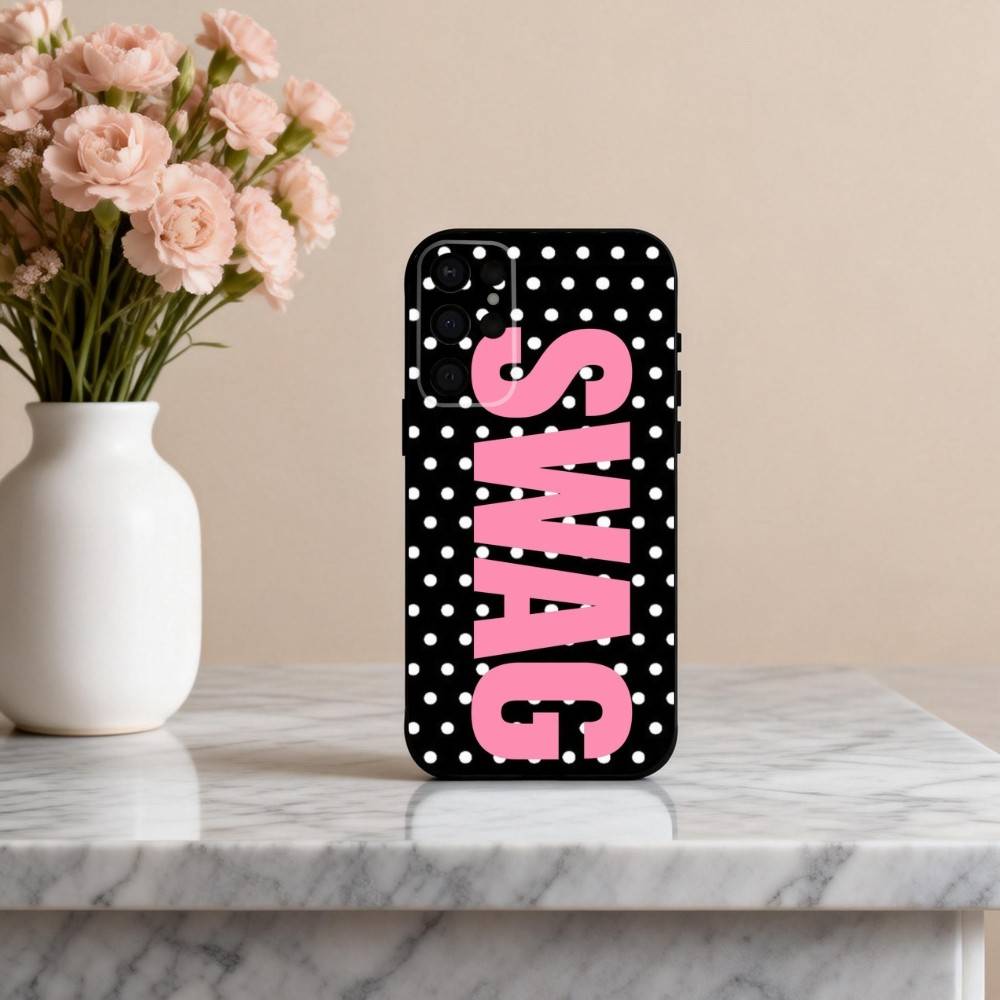 C-Clmj L-Leopard P-Print SWAG Custodia per Telefono Per Samsung S25,24,23,22,30,21,10,9,Ultra,Plus,Lite,FE,4,5 G Custodia Morbida Nera