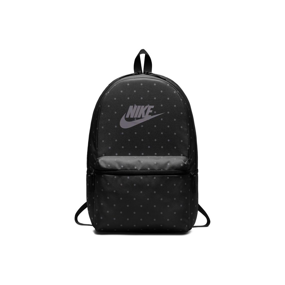 Nike Heritage Sports Trend Polka Dot Pattern Print Polyester Backpack Unisex Backpacks Black Gray BA5761-011 Black Gray