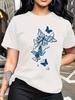 Butterfly Print Fashion Breathable TShirt For Family Travel Campus Casual S Daily Commute Sister Outfits Versatile TShirt
