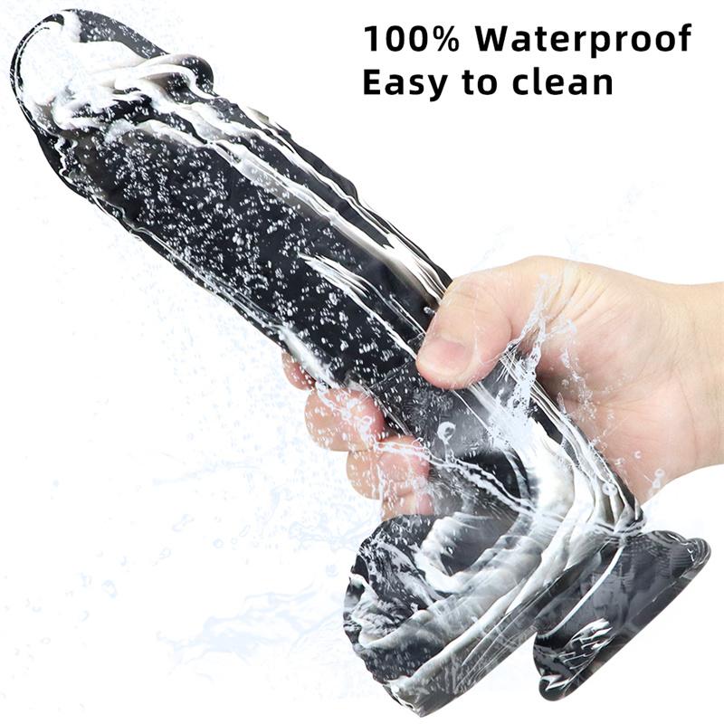 Female Masturbator Simulation Phallus Female Sex Supplies Black and White Silicone Super Soft Dildo Extra Thick Sex Toys