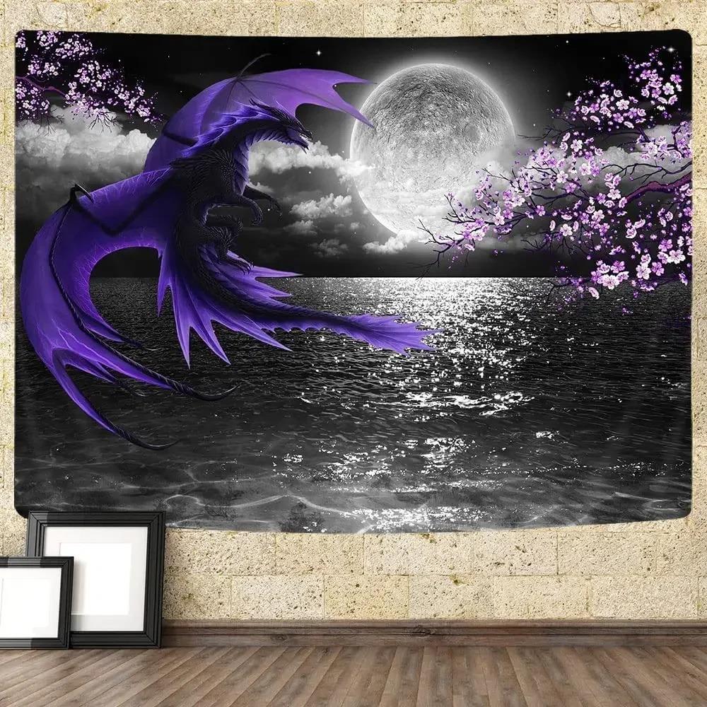 Japanese Mountains And Cherry Blossom Tapestry Sakura Village Aesthetic Art Bedroom Wall Hanging Anime Landscape Tapestry