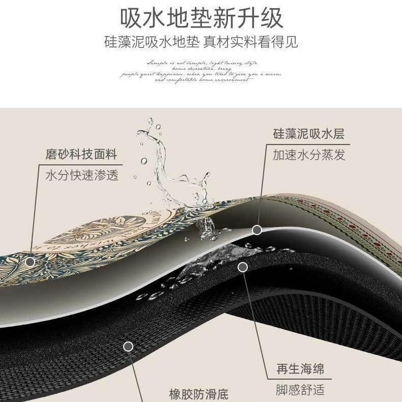 Diatom Mud Bathroom Absorbent Floor Mat Door Entrance Toilet Toilet Household Non-Slip Quick-Drying Kitchen Drain Floor Mat