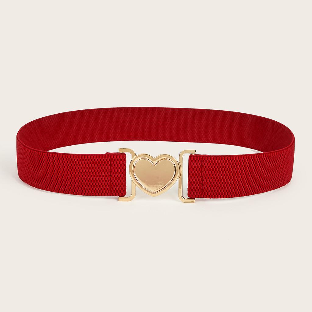Minimally Heartshaped Designed Buckle Women Casual Elastic Waistband Daily For