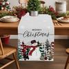 Christmas Snowman Xmas Tree Gray Table Runner Party Decor Winter Holiday Kitchen Dining Table Ruunner Christmas Decorations