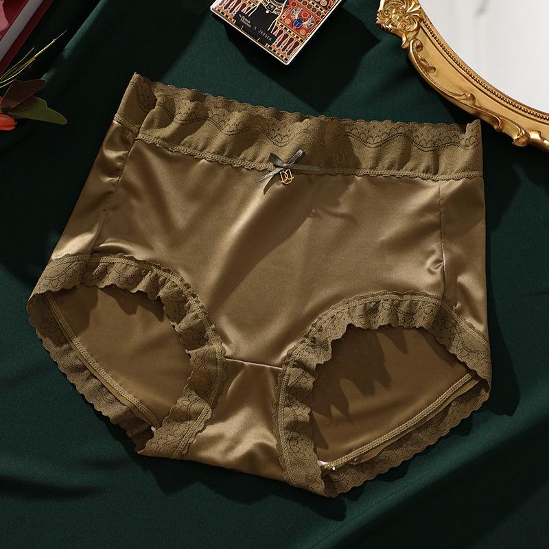 Large Size Female Spring and Summer Lace Light Luxury Silk Satin Ice Silk Briefs