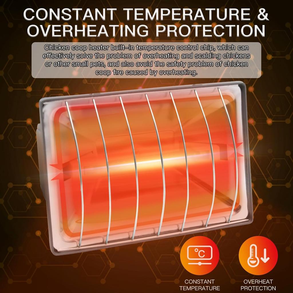 Chicken Coop Heat Lamp 250W Chicken Coop Heater Temperature Adjustable Chicken Brooder Heat Lamp Chicken Heaters for Chick Kitten Puppy Pets (250W-)