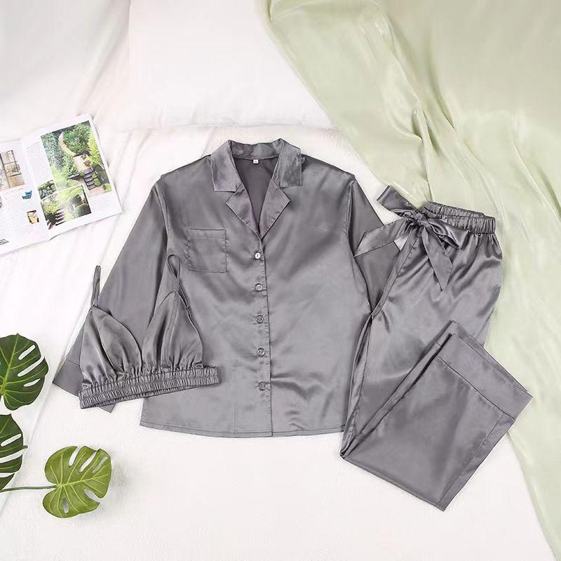 

Модный стиль атласная рубашка жилет длинные брюки костюм-тройка домашняя одежда модный костюм-тройка Dark gray M