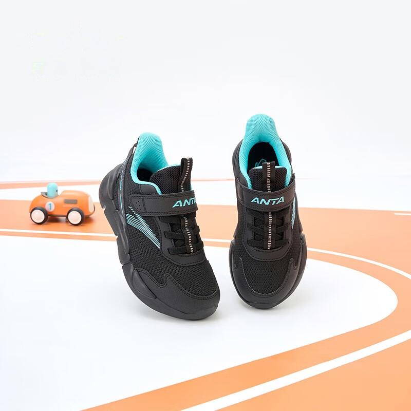 Anta Velcro Low Top Kids Running Shoes Kids sneaker Black Blue A312249935H-3