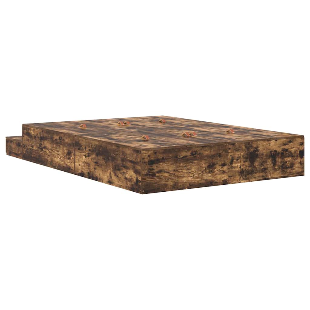 Storage Bed Frame Smoked Oak 135 Cm Wood Based Material