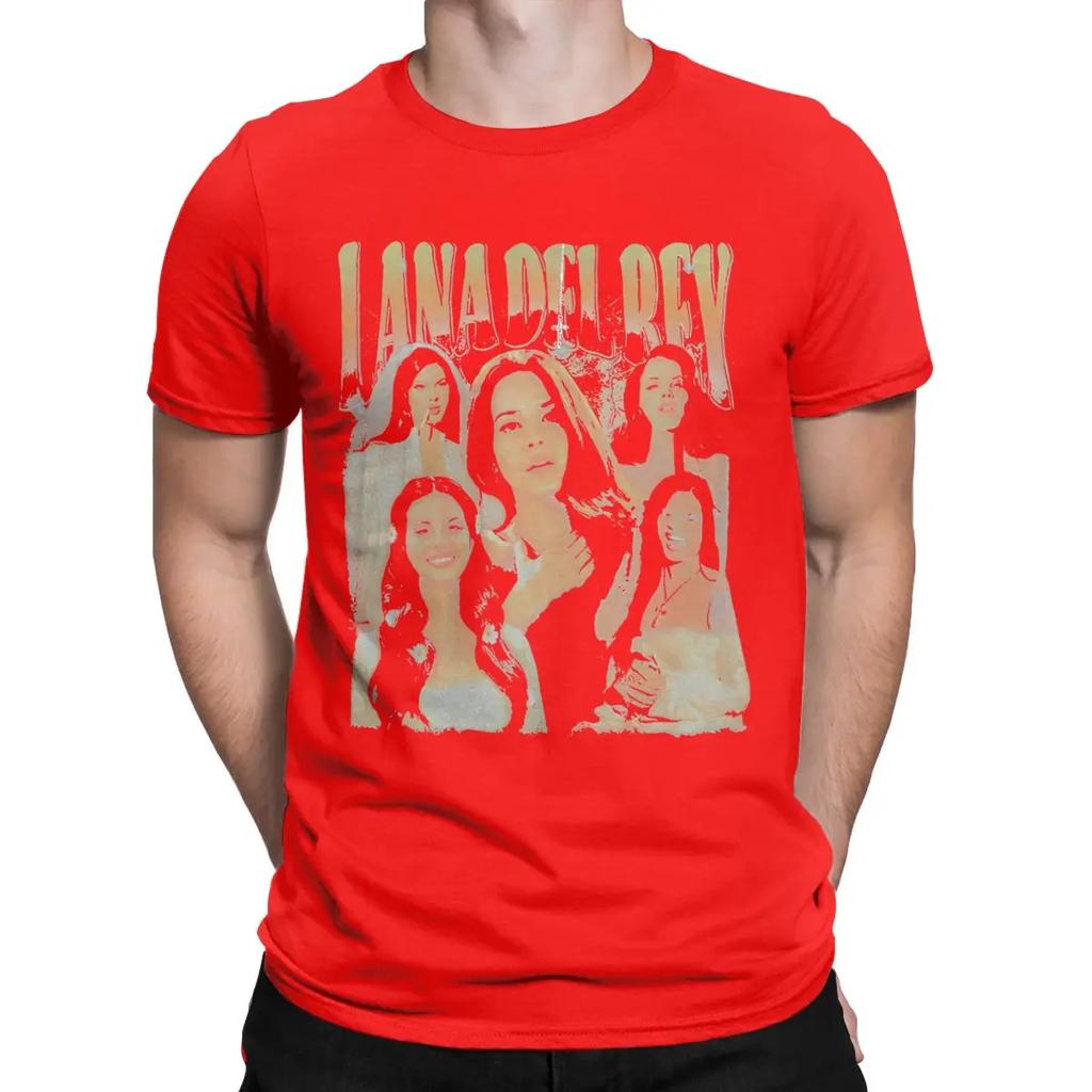 Lana Del Ray Vintage Singer Men T Shirts Novelty Tee Shirt Short Sleeve Crew Neck T-Shirts Cotton Plus Size Tops
