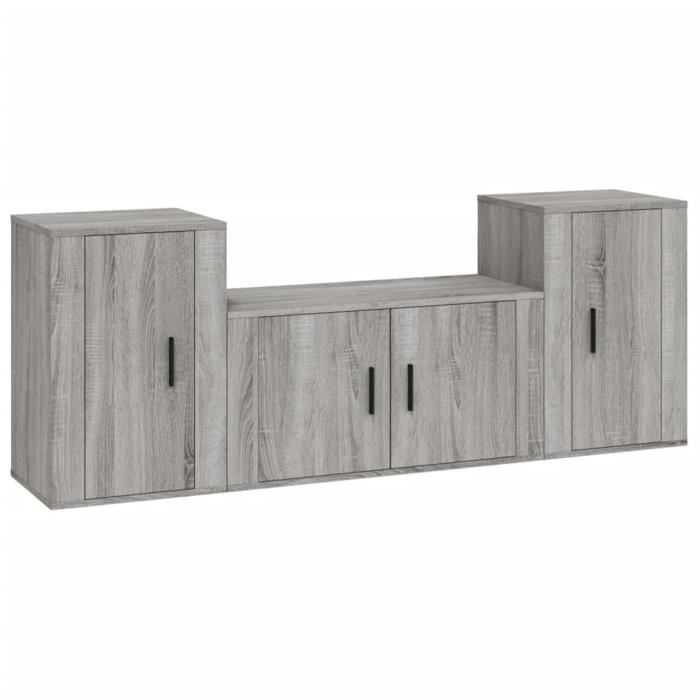 VidaXL TV Unit Set 3 Pcs Sonoma Grey Engineered Wood 3188508