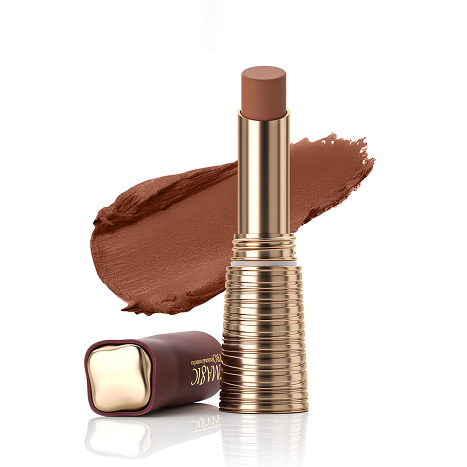 

NovoUnow Lipstick, Matte Gold Case, High Color Payoff, Velvet Finish, Long-Lasting, Fade-Proof, Waterproof, Moisturizing, 805 #Brown