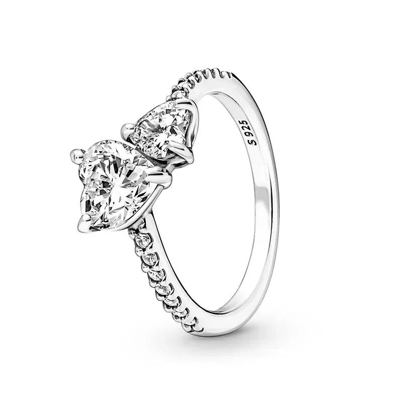 New 925 Sterling Silver Women's Classic Red Heart Crown Fashion Ring Valentine's Day Light Luxury Jewelry Romantic Gift