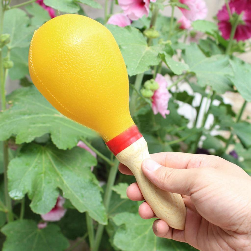 Maracas Kids Rumba Shaker Party Favor Toy PVC Hand Percussion Musical Instrument L Yellow