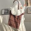 1 Casual bag women's new fashion woolen plaid shoulder bag large capacity double-sided dual-purpose bag