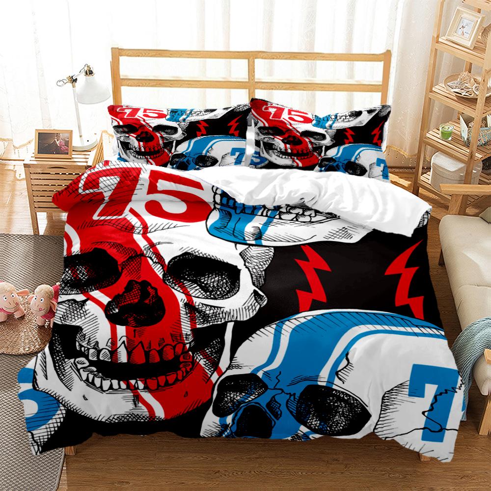Mysterious Colored Skeleton Digital Print Polyester Bedding Sets Child Kids Covers Boys Bed Linen Set For Teens Quilt cover Set