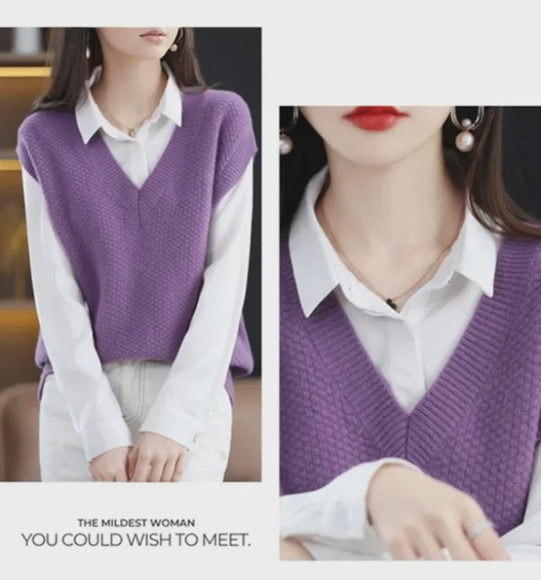 Chaleco de Punto Suave y Ceroso para Mujer - Primavera 2023 Chaleco Jersey Cuello en V para Primavera y Otoño