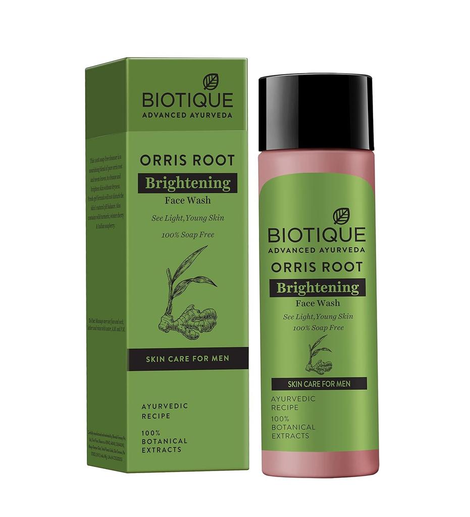Biotique Orris Root Face Cleanser For Men 120ml | Brightening Soap-Free Wash | Acne & Blemish Control | pH Balanced Gel Formula