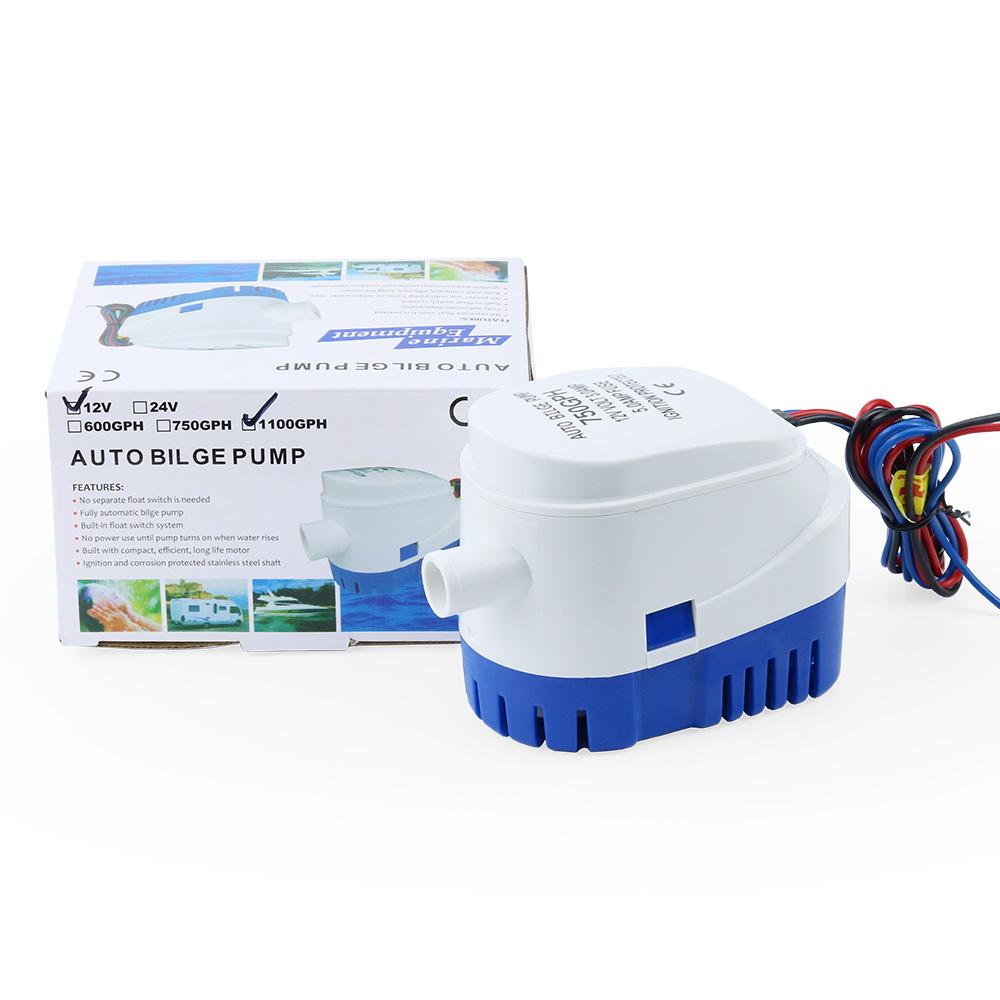 12V Automatic Marine Water Pump Small Bilge Pump 24V Yacht Drainage Fast Boat DC Submersible Pump Bilge 750GPH 1100GPH