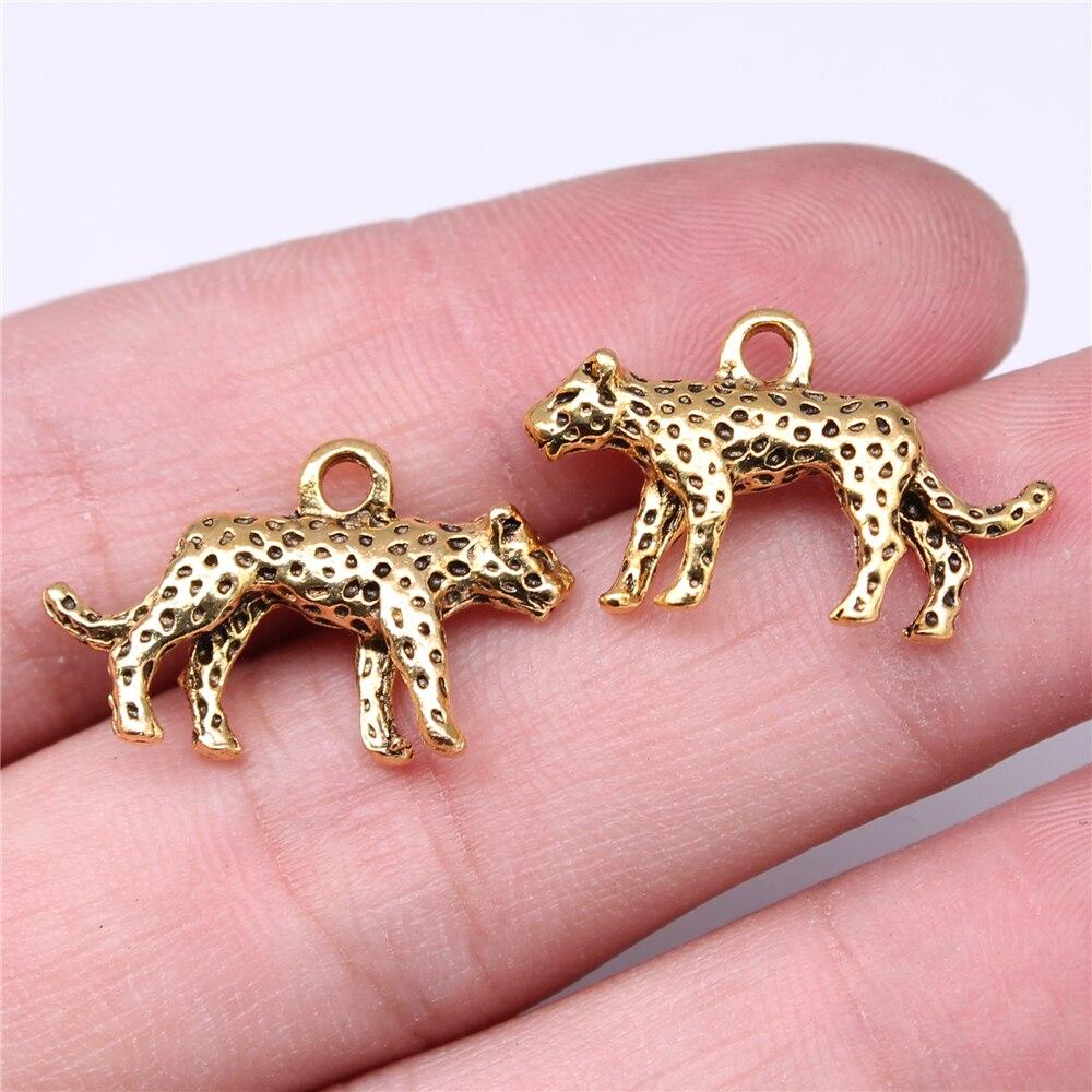10 Pendentifs Léopard En Alliage Pour Bijoux DIY - Dimensions 2,5x1,5 Cm - Pour Colliers, Bracelets, Porte-clés