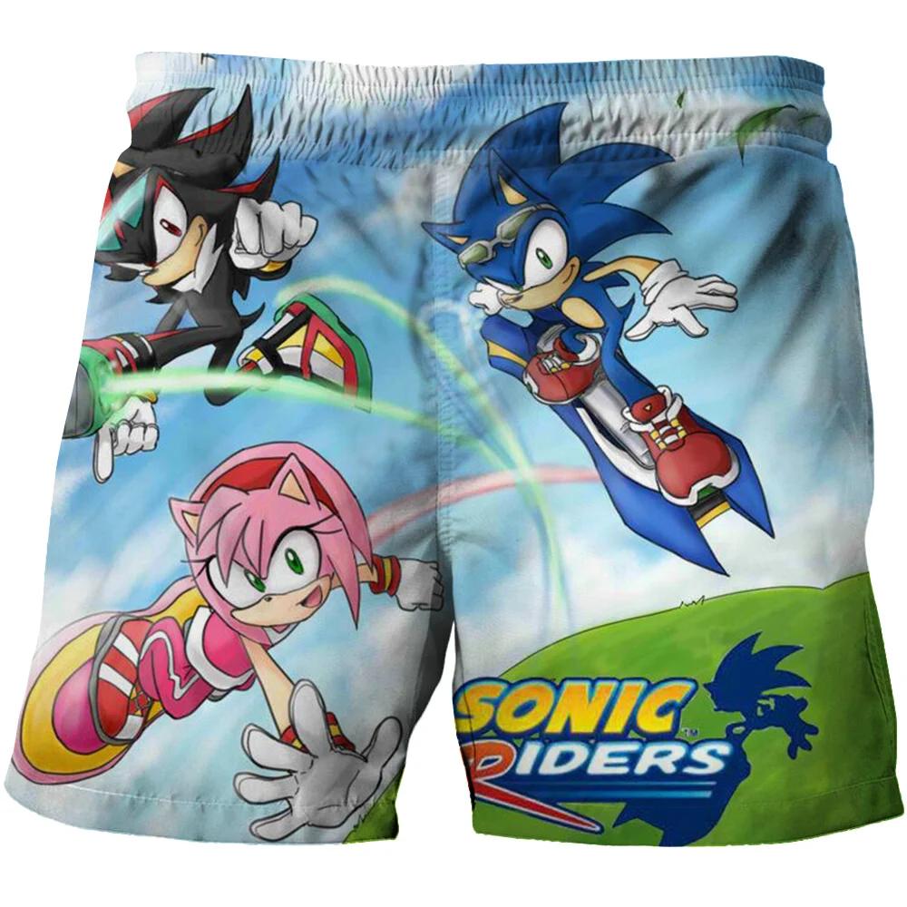 2025 Pantaloni de plajă MINISO pentru copii 4-14A Pantaloni scurți Sonic 2 Fete Băieți Pantaloni Harajuku Pentru Copii Imprimeu Desene Animate 3D Pantaloni Kdis