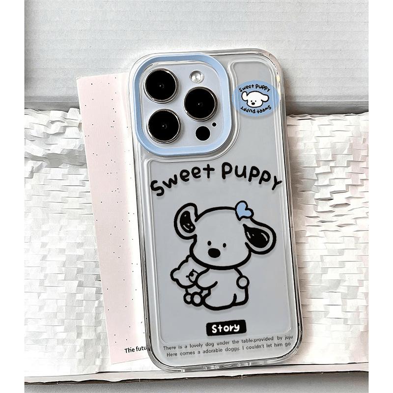 Cute Puppy Transparent Soft Case Suitable for Iphone16 Phone Case and IPhone 15 Protective Case
