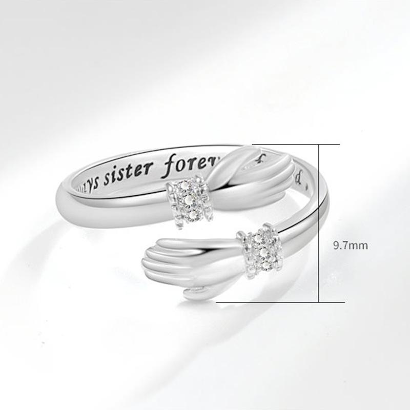 Love Hug Ringe, verstellbare Öffnung für Damen, silberfarben, modisch, größenverstellbar, kreative Accessoires