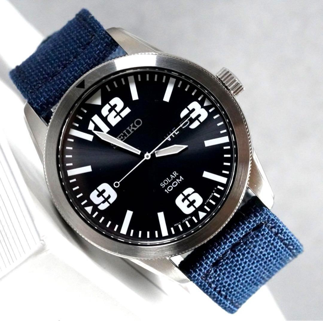 

[Б/У] SEIKO Военные круглые часы день/дата на солнечной батарее Extreme