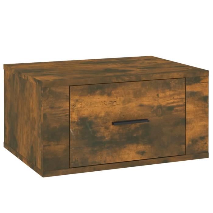 816850 vidaXL Table de chevet murale Chêne fumé 50x36x25 cm