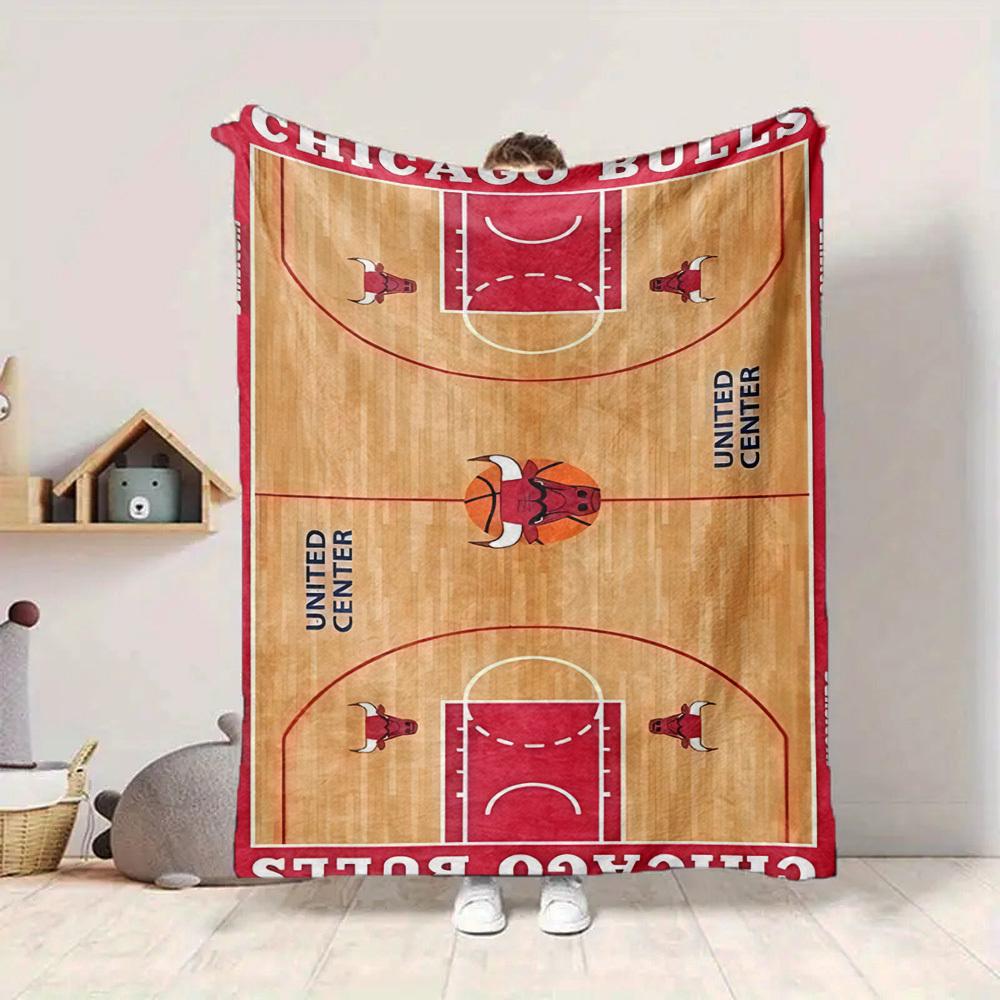 1pc Bulls Court Flannel Blanket, Soft Skin Friendly with Digital Printing, Various Sizes Available for Family, Friends, Birthday