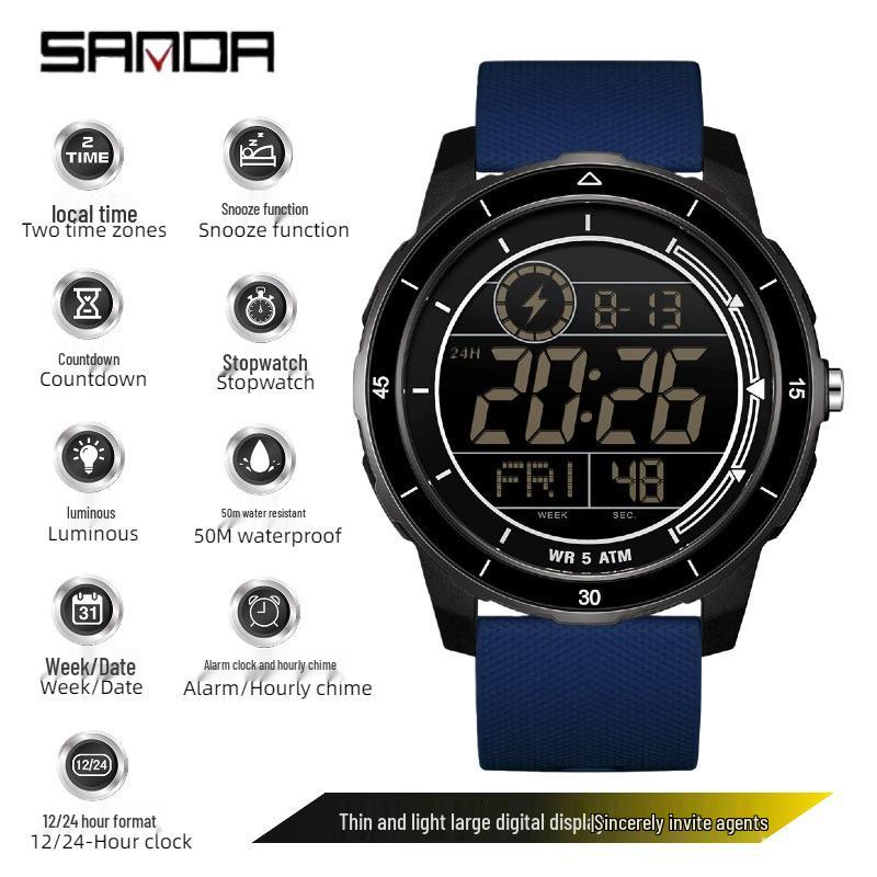 Sanda Multifunction Waterproof Sports Watch with Timer  Alarm