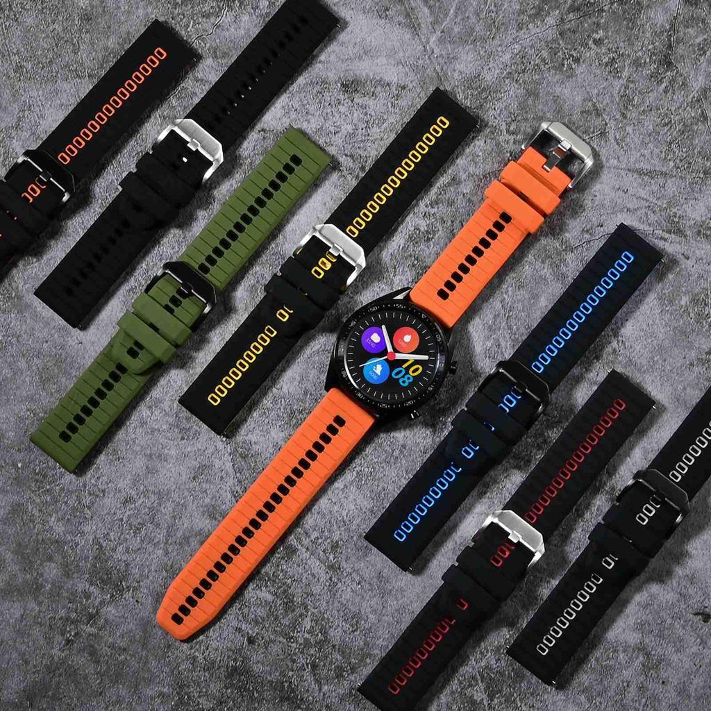 Anbeer 24mm Silicone Watch Quick Release Sporty Rubber Black Orange with Black Buckle Two-Tone Strap, Band, &