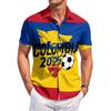 Men’s Short Sleeve Button Down Shirt with Soccer Print Casual Striped Design Lightweight Material Relaxed Fit for Daily Wear