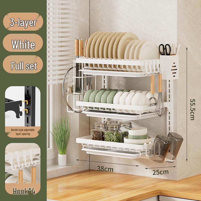 Zhishi 3-laags wandgemonteerd afdruiprek