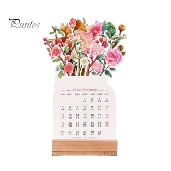 

Календарь с цветущими цветами на 2025 год, настольный календарь с цветочным рисунком и деревянной основой, съемные ежемесячные открытки, календарь-открытка для домашнего офиса, декор B