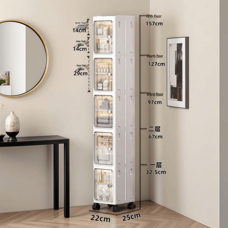 Large Capacity Floor-Standing Dustproof Gap Storage Cabinet for Bathroom