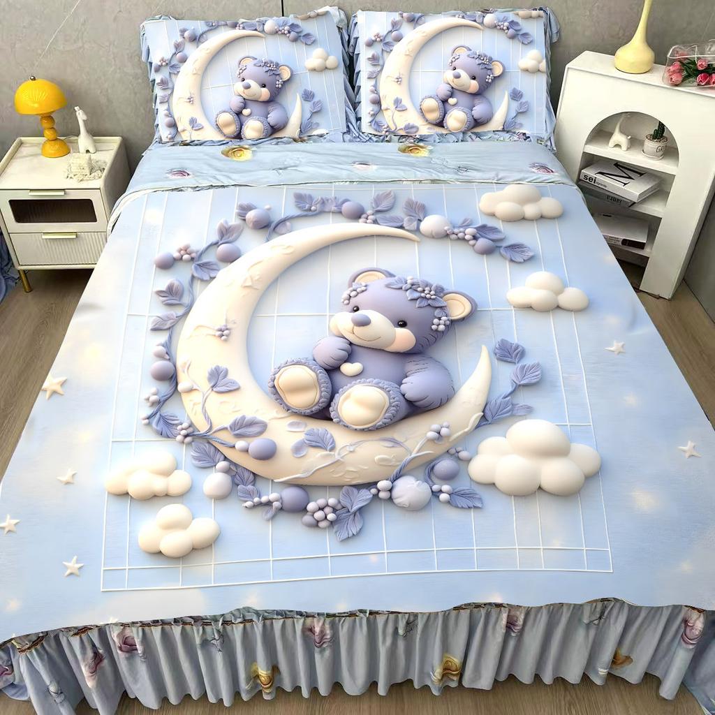 New Summer Bedding 5D Three-dimensional Air Conditioning Quilt Summer Ice Silk Mat Bed Cover Summer Cool Quilt Four-piece Set
