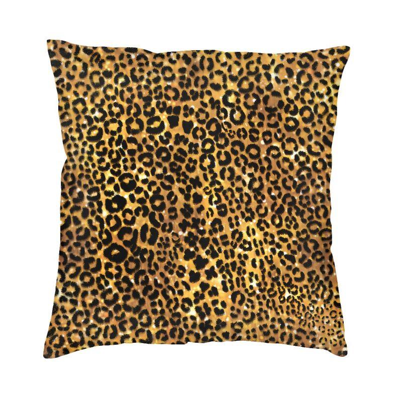 Custom Brown Leopard Print Pillow Case 40X40Cm Living Room Decoration Modern Animal Cheetah Skin Chair Cushion Square Pillowcase