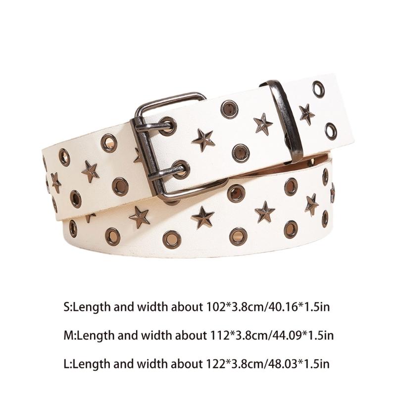 Grommet Waist Belt Punk Star Charm Skinny Chain for Cowboy Grunge Buckle Modern Waistband Waist Chain Studded Belt
