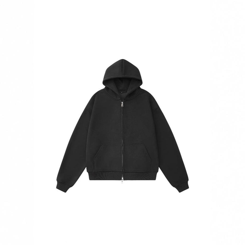 RDT Menswear Boxy Short Thickened Hoodie - Heavyweight Loose Fit Solid Color Sweatshirt